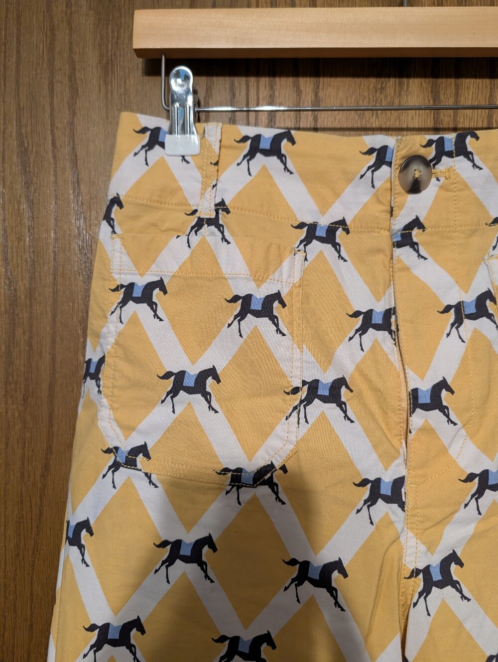 Maeve Anthropologie The Colette Crop Pants Yellow Horse Print 30 - Picture 3 of 5